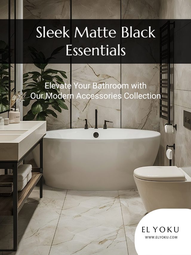 El Yoku's Sleek Matte Black Essentials Bathroom Accessories | Japandi Bathroom Accessories